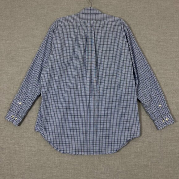 Ralph Lauren Yarmouth Shirt Cotton Button Sz 16.5 Down Blue Green Check - Picture 2 of 8